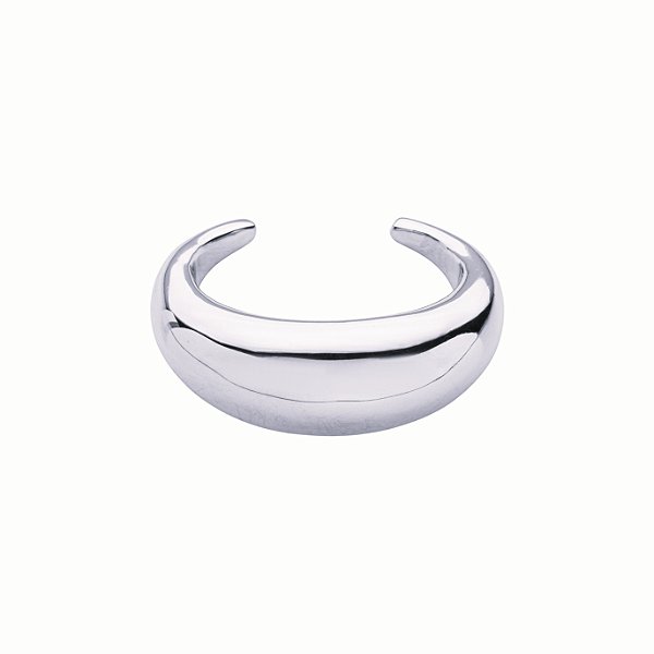 Bracelete Van Abaulado no Banho de Ródio Branco