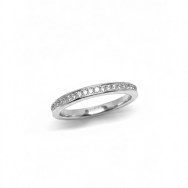 Anel Aparador Zircônias Incolor Banho de Ródio Branco