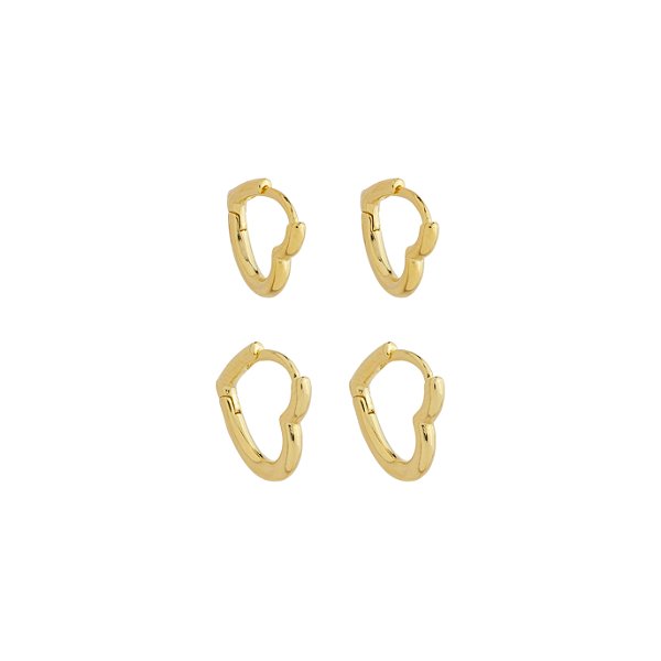 Duo Argolas Corações no Banho de Ouro 18k