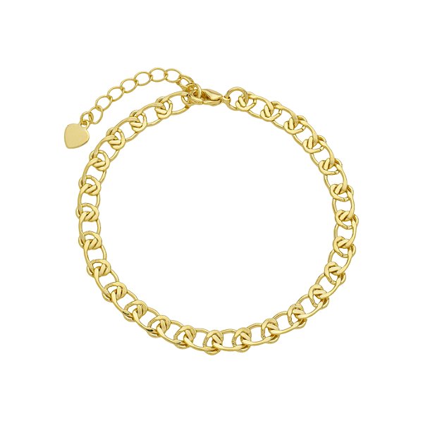 Pulseira Elos Entrelaçados Delicados Banho de Ouro 18k