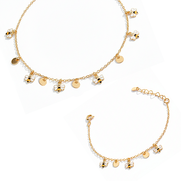 Kit Infantil Abelhinha – Colar + Pulseira Banho de Ouro 18k
