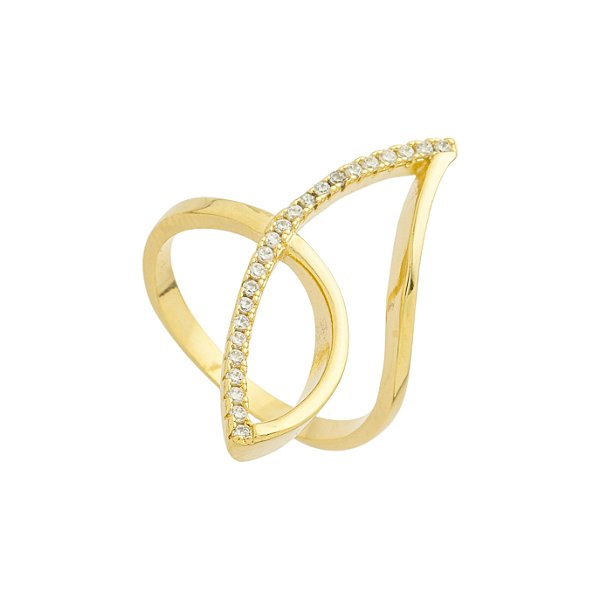 Anel Curvas Entrelaçadas no Banho de Ouro 18k