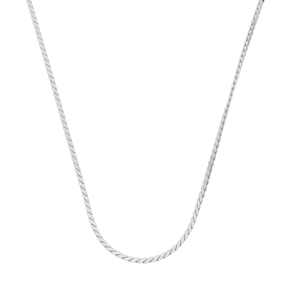 Colar Malha Laminada no Banho de Ródio Branco