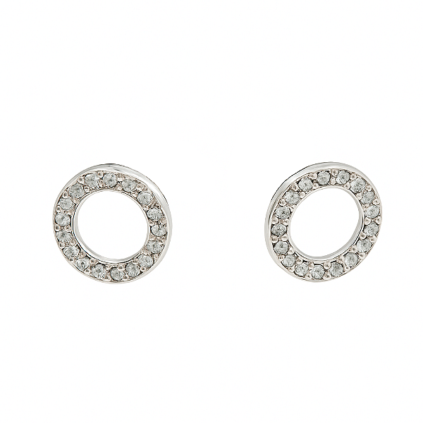 Brinco Circulo Cravejado com Zircônias Prata 925