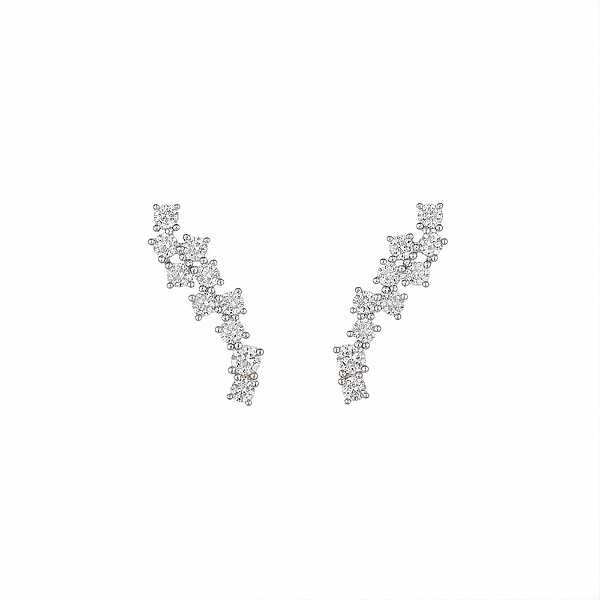 Brinco Ear Cuff Cravejado em Prata 925 com Zircônias