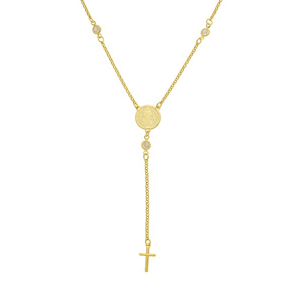 Colar Terço São Bento Banho de Ouro 18k