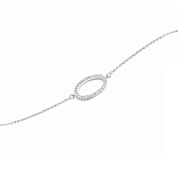 Pulseira Oval em Prata 925 com Zircônias