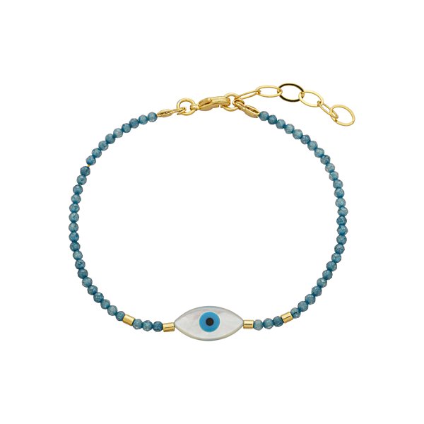 Pulseira Handmade Olho Grego Madréperola Azul Claro