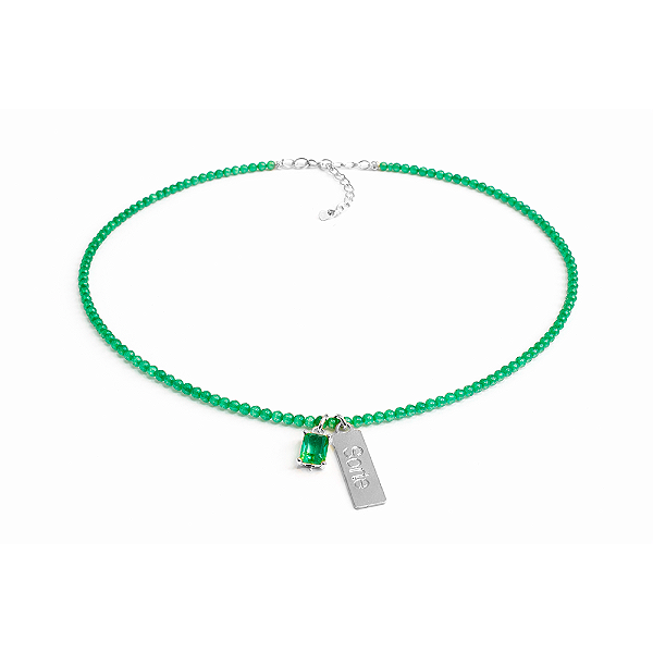 Colar Handmade Believe Sorte Zircônias Verdes no Banho de Ródio Branco