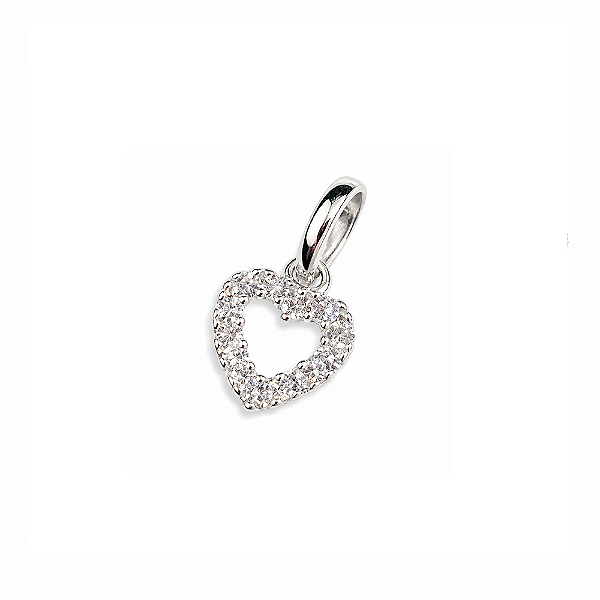 Pingente Coração Cravejado com Zircônias em Prata 925