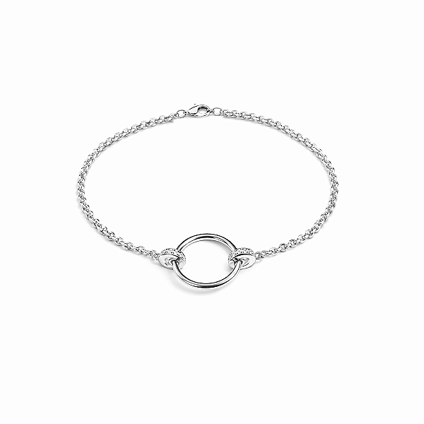 Pulseira Elos Entrelaçados com Zircônias Incolores em Prata 925