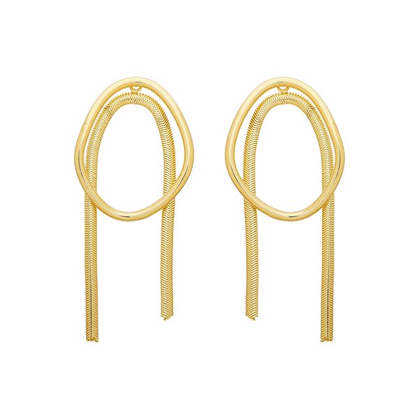 Brinco Ear Jacket Loop no Banho de Ouro 18k