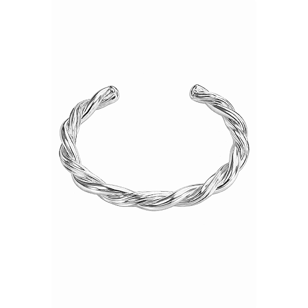 Bracelete Torcido Banho de Ródio Branco