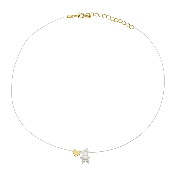 Colar Menino Madrepérola em Fio de Nylon no Banho de Ouro 18k