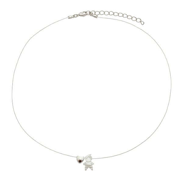 Colar Menino Madrepérola em Fio de Nylon no Banho de Ródio Branco