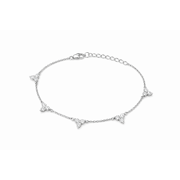 Pulseira Prata 925 com Detalhe de Zircônias Três Pontas