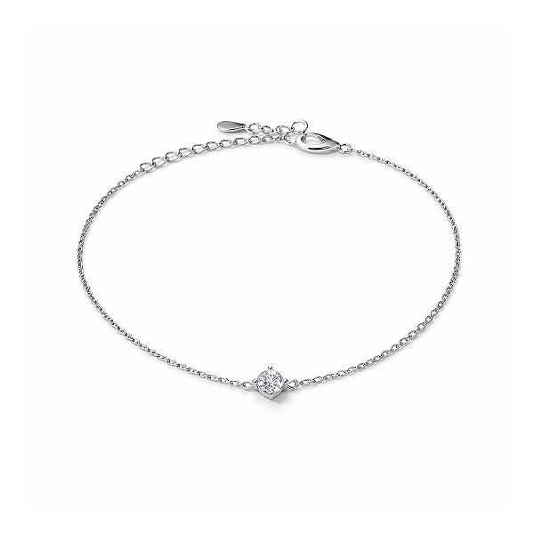 Pulseira Prata 925 com Ponto de Luz em Zircônia Incolor