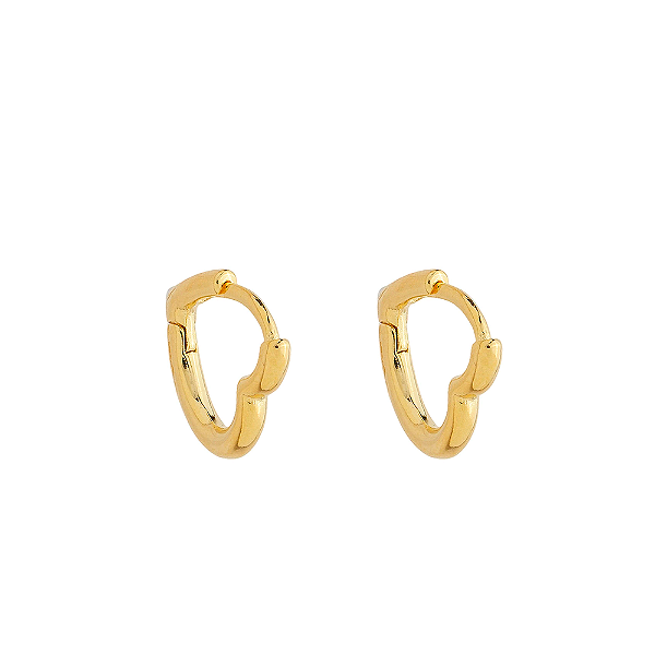 Argola Formato Coração Banho de Ouro 18k