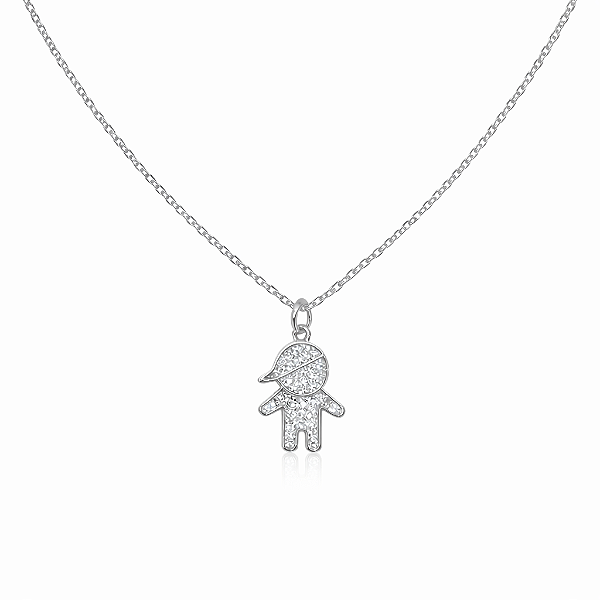 Colar Menino Cravejado em Zircônias no Banho de Ródio