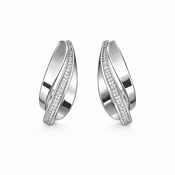 Brinco Curvado Minimalista no Banho de Ródio Branco