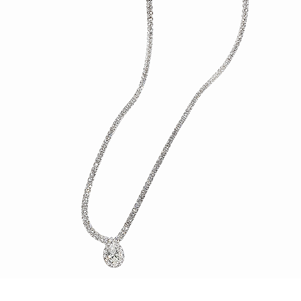 Colar Riviera em Prata 925 com Pingente Gota Cravejado em Zircônias