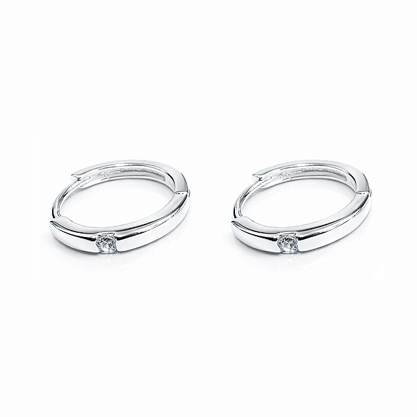 Brinco Argola Zircônia Central em Prata 925 - 9mm