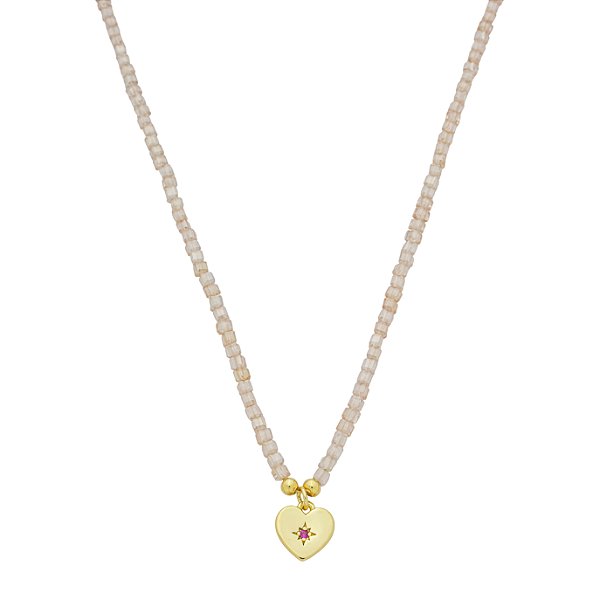 Colar Handmade Zircônias Coração Ponto de luz Rosa Banho de Ouro 18k