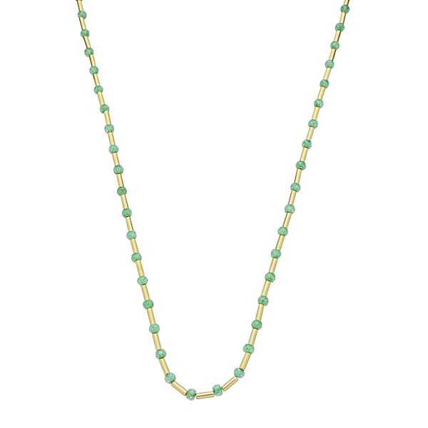 Colar Handmade Light Green com Canutilhos Banho no Ouro 18K