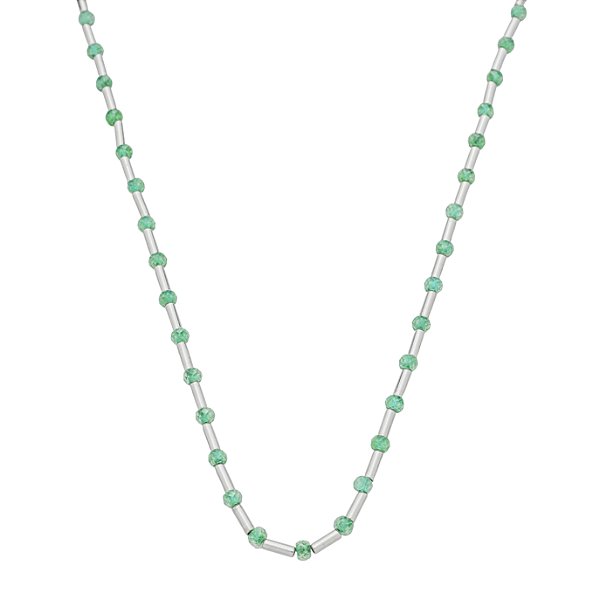 Colar Handmade Light Green com Canutilhos Banho no Ródio