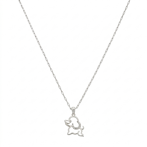 Colar Pet Cachorro Vazado no Banho de Ródio