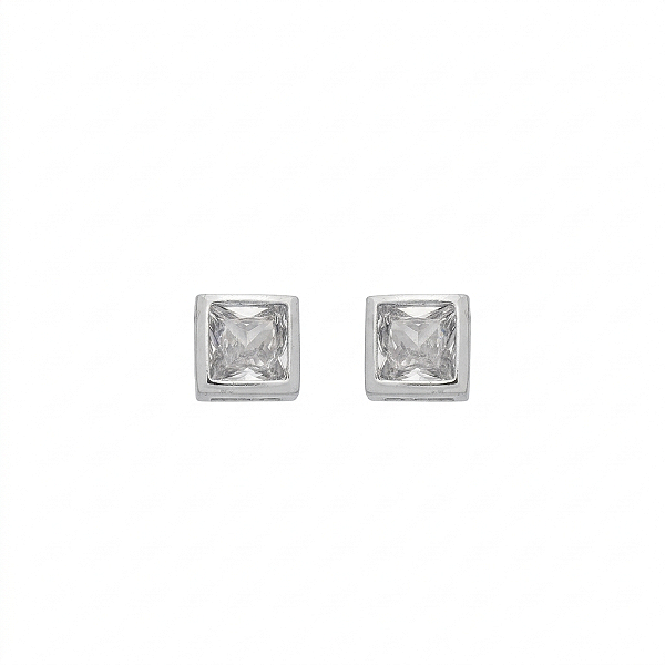 Brinco Quadrado de Luz em Zircônia no Banho de Ródio