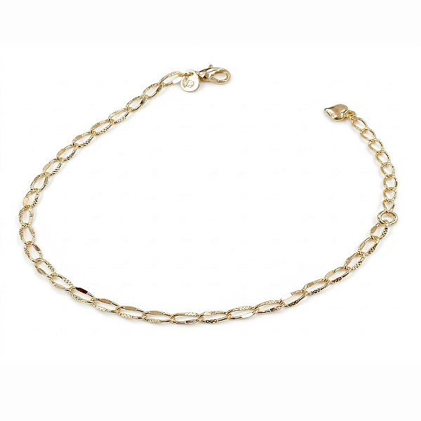 Pulseira Elos Entrelaçados Texturizados no Banho de Ouro 18k