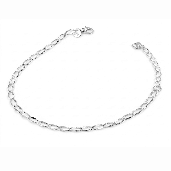 Pulseira Elos Entrelaçados Texturizados no Banho de Ródio Branco