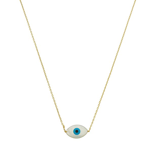 Colar de Olho Grego no Banho de Ouro 18K