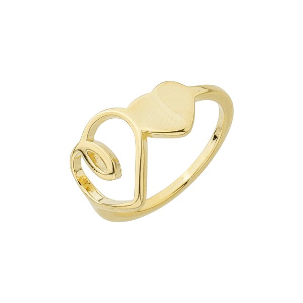 Anel Dois Corações Banho de Ouro 18K