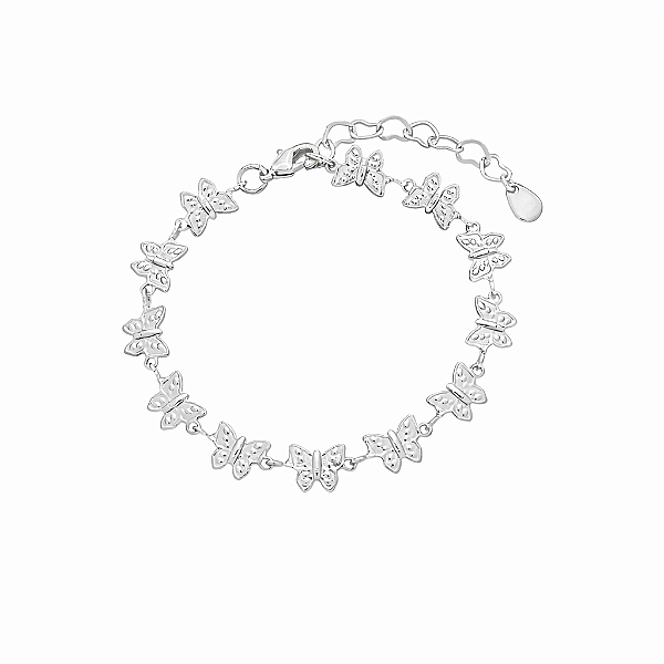 Pulseira Infantil Borboletas Coleção Veri Kids Banho de Ródio Branco