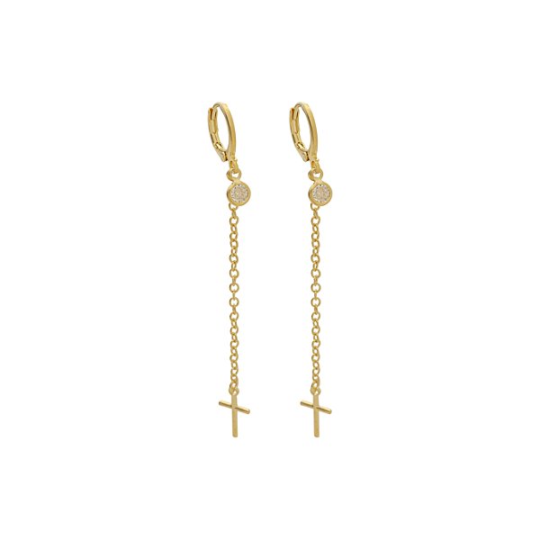 Argolinha Corrente e Cruz Banho de Ouro 18k
