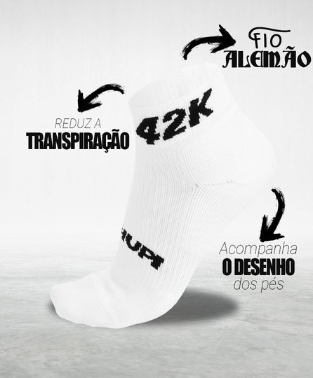 Meia Curta para Corrida HUPI - Running Pro 42K Branco