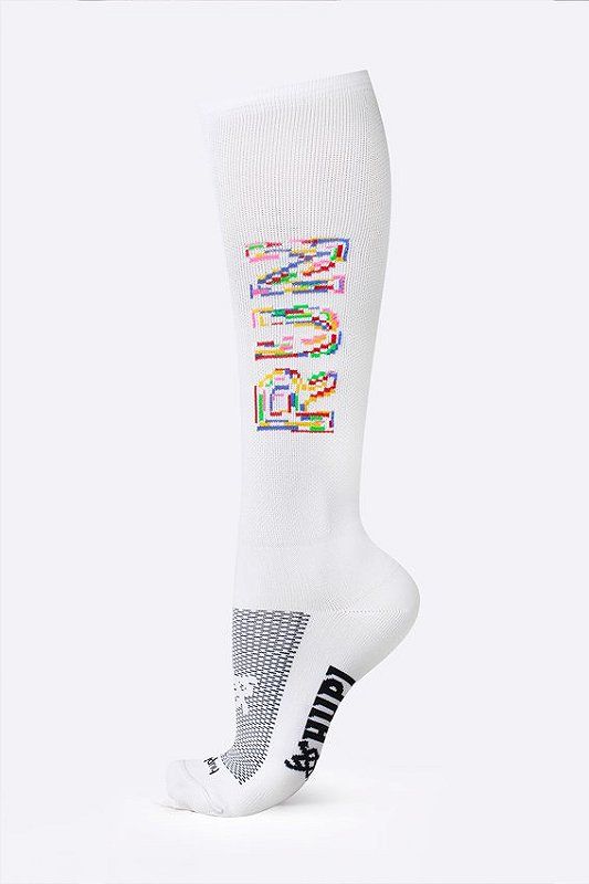 MEIA HUPI RUN COLORS BRANCA LONGA
