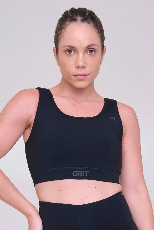 Top Authen Grit Bossa Reto c/ Bolso Ajustável Preto BLACKOUT