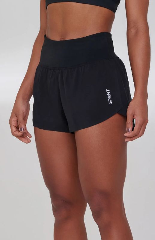 Short Authen Sprint Ginga Ultra Leve com Forro Bacteriostático e Bolso 7 cm Preto