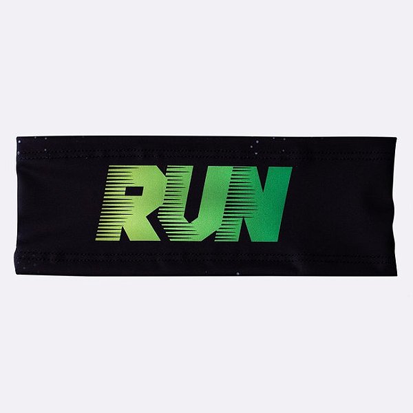 TESTEIRA HUPI HEADBAND BANDANA RUN LINES PRETO COR: PRETO/VERDE | TAM.: UNICO