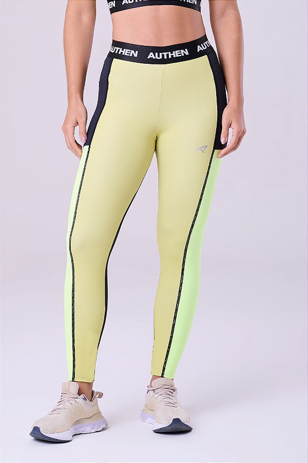 Legging Authen Essential Flex Block | Preto/ Verde