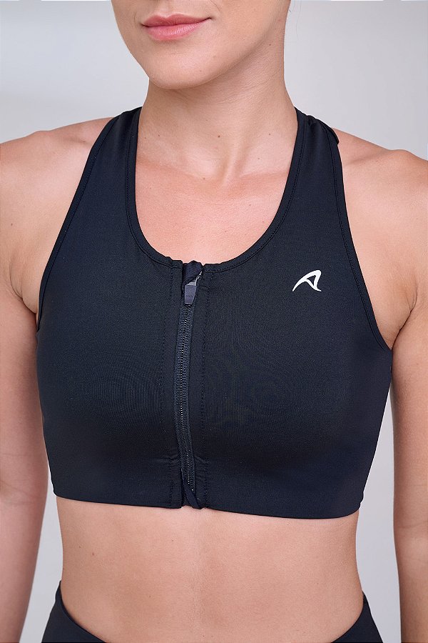 Top Authen Signature Samba Nadador Ziper | Preto