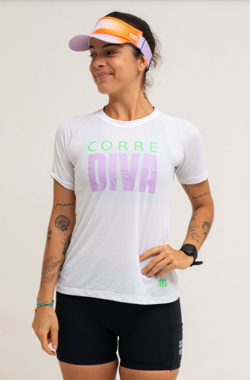 Camiseta Babylook Corre Diva | Branca - Fast Pace