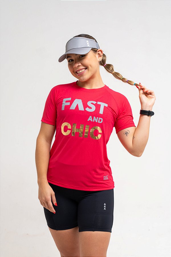 Camiseta Baby Look Fast And Chic | Rosa - Fastpace
