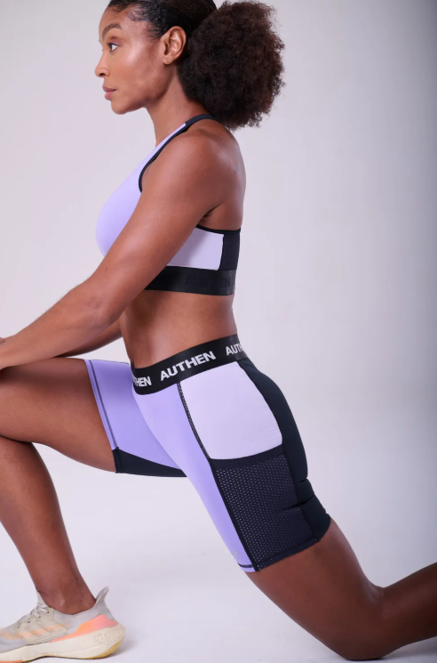 Bermuda Essential Flex Block 15 cm - Preto / Lilas