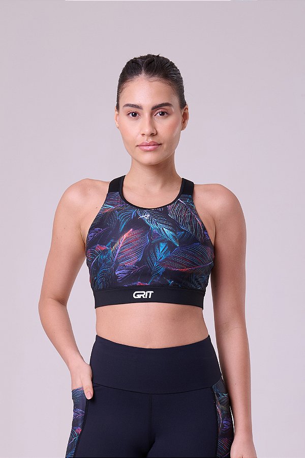 Top Grit Bossa Nadador C/ Bolso Ajustavel Preto/Estampa Alvorada