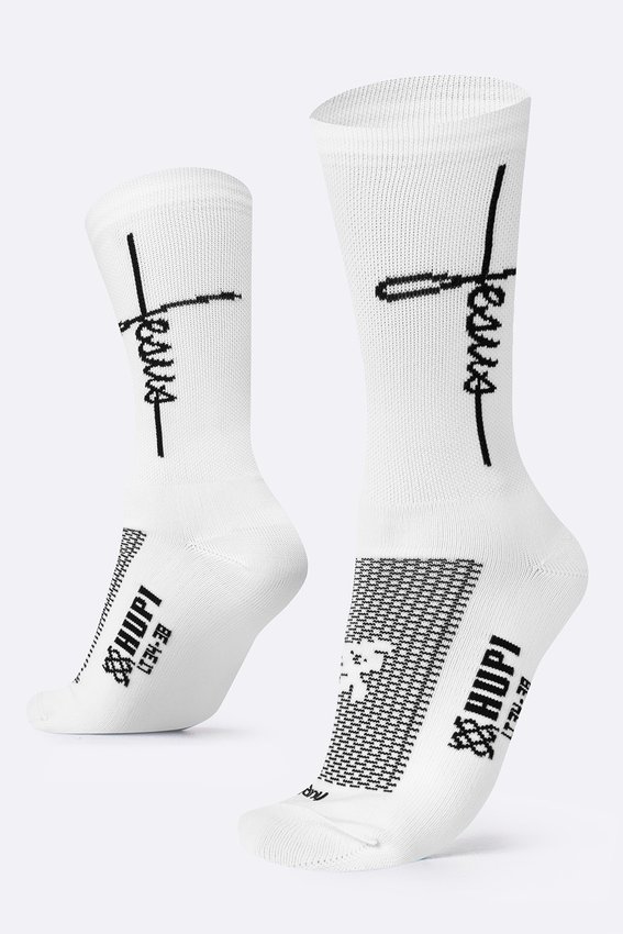 MEIA HUPI JESUS BRANCO/PRETO - LT COR: BRANCO/PRETO.  TAM.: UNICO.  - HUPI