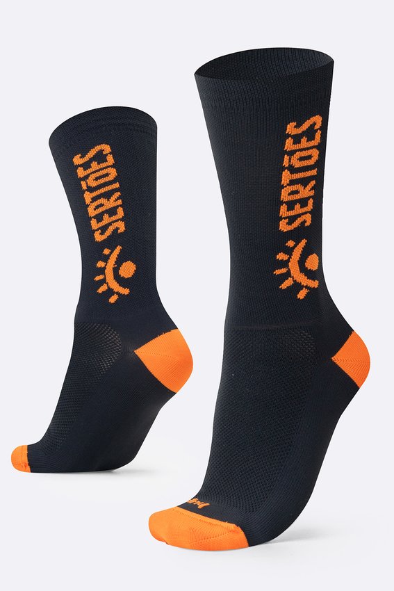 MEIA HUPI SERTOES CANO MEDIO PRETO E LARANJA COR: PRETO/ALARANJADO.  TAM.: UNICO.  - HUPI SERTOES